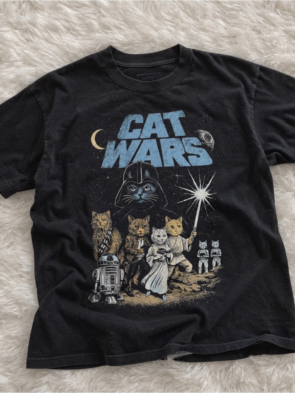 Cat Wars Gildan Black Graphic Tee